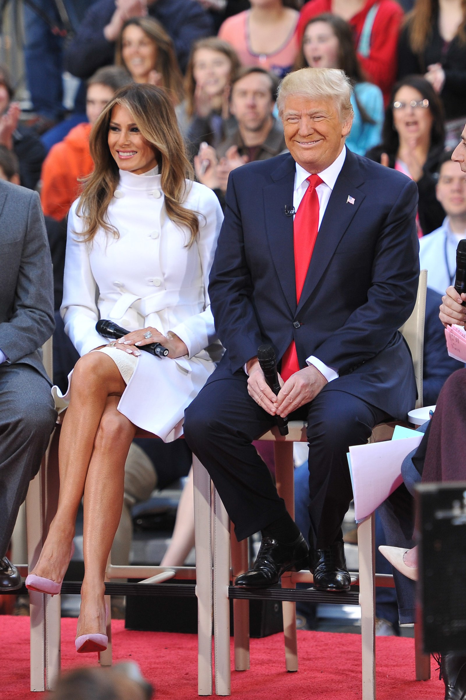 Melania Trumps Election Day Outfit A Pale Blue Blouse Beige