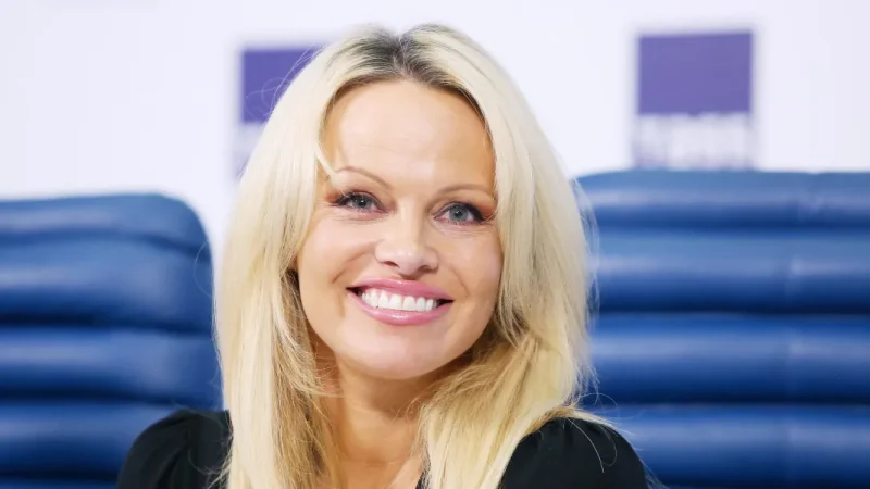 Pamela Anderson Turns Heads in a Pistachio Chiffon Skirt at